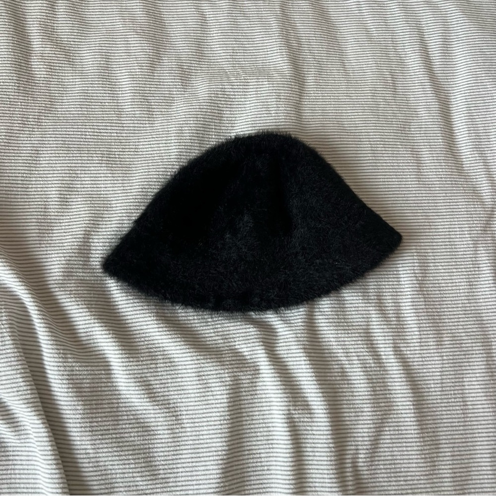 Urban Outfitters Black Fuzzy Hat
